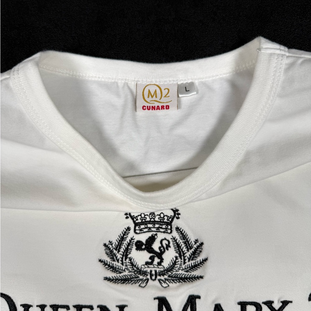 Vtg QUEEN MARY 2 Transatlantic Cruise Ship Sleeveless Embroidered T-Shirt - Picture 6 of 11